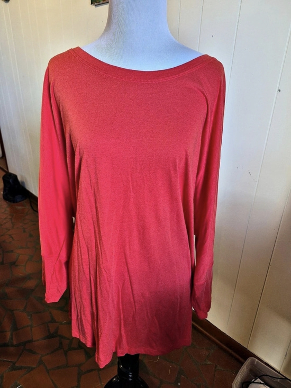 cj banks Long Sleeve Polka Dot Tunic Orange Size 2X Like New